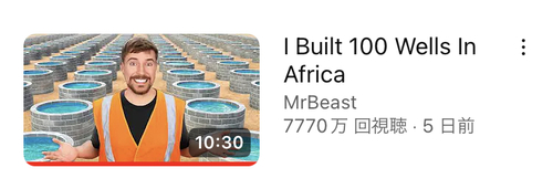 世界一のYouTuber「アフリカに100個の井戸を作ってみた！」→ 8000万再生
