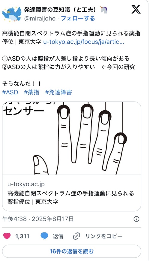 自分がアスペか分かる身体的特徴、遂に発見されてしまう