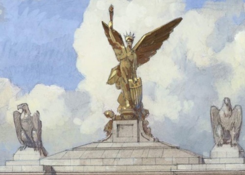 頂上には高さ10メートルの純金像が置かれる模様